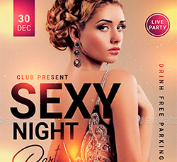 性感女性派对海报/传单模板：Sexy Night Party Flyer